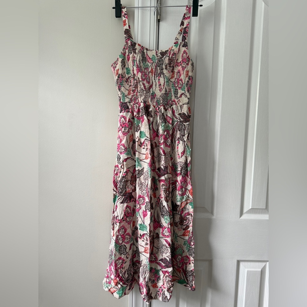 Old Navy Pink Ruched Maxi Sundress